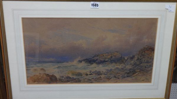 Thomas Collier (1840-1891) Coastal scenes, A group of four watercolours, two signed, the largest 27cm x 51cm; together with a Coastal watercolour by M
