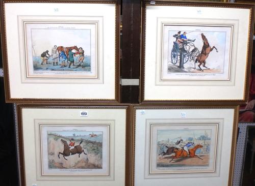 After Henry Alken, 'Ideas', a group of eight lithographs with hand colouring, each 20cm x 26cm.(8)