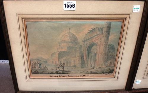 Michel Preaux (early 19th century), Ruines d'une Mosquee, a Sultanie; Ruines de la Grande Mosquee de Sultanie ou 'est enterre Chah-Kouda-Bende, a pair