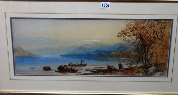 James Burrell Smith (1822-1897), Loch Katrine, watercolour, signed and dated 1861, 20cm x 54cm.