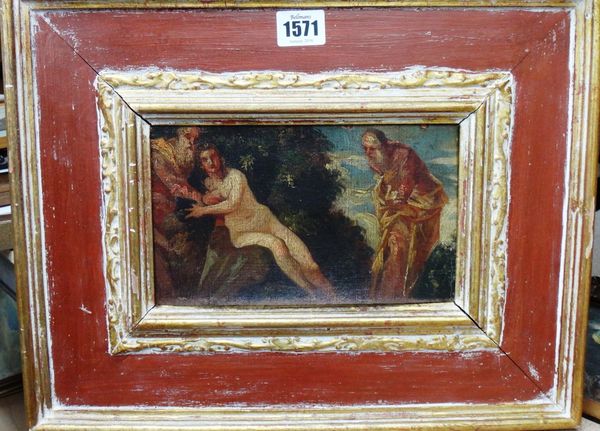 Continental School (19th century), Classical Figures, oil on canvas laid on board, 12cm x 20.5cm.