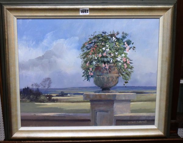Norman Battershill (b.1922), View from the terrace, oil on board, signed, 39cm x 50cm. DDS