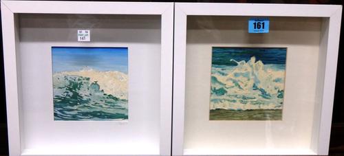 J. Olenyik (contemporary), Breakers, acrylic on board, one signed, the other signed on mount.(2)