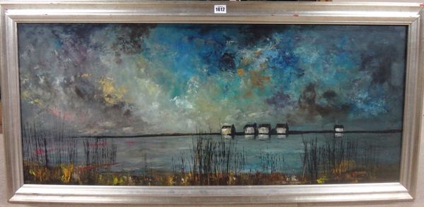 Raymond Klee (20th century), At the waters edge, oil on board, signed, 44cm x 105cm. DDS