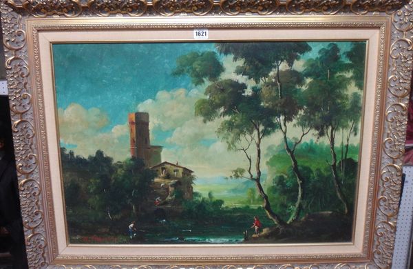 G. Tramier (20th century), Italianate landscape, oil on canvas, signed, 48cm x 70cm.