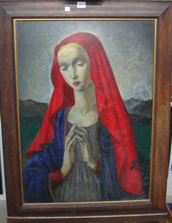 William Sawyer (20th century), Madonna in prayer, oil on board, 74cm x 52.5cm. DDS