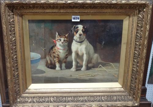 Arthur Charles Dodd (fl.1878-1890), Darby and Joan, oil on canvas, signed, inscribed on reverse, 28cm x 39cm.