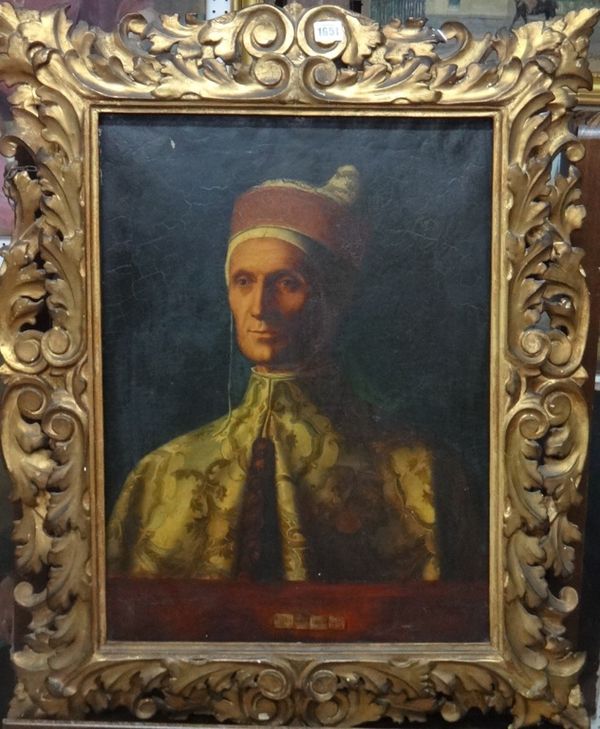 E. S. Nevinson, after Giovanni Bellini, Portrait of Doge Leonardo Loredan, oil on canvas, inscribed and dated 1887 on label verso, 60cm x 44cm.