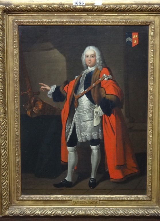 After Thomas Hudson, Portrait of Sir Robert Ladbroke, 1773, Alderman of London, oil on canvas, 50cm x 35cm.  Illustrated