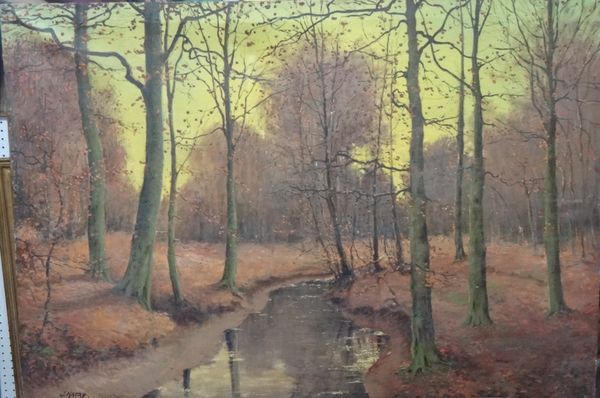 J. Hardy (early 20th century), Foret de Soigne, oil on canvas, signed and inscribed, unframed.
