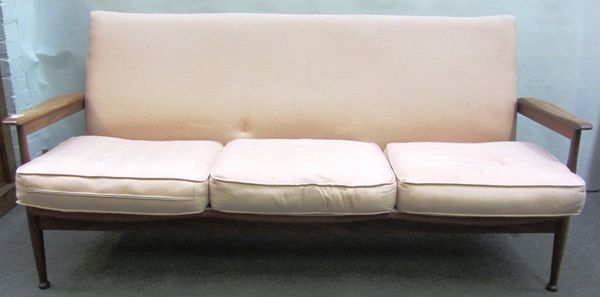 A George Fejer and Eric Phamphilon for Guy Rogers Ltd 'Manhattan' sofa, 170cm wide, and a pair of matching armchairs, circa 1961 (3).