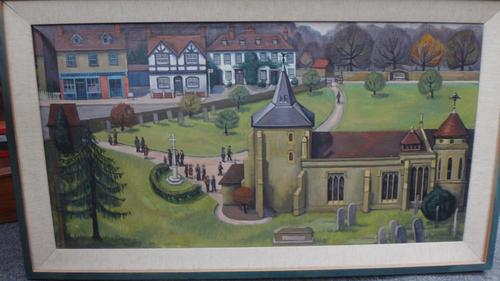 B. Johnston (20th century), After Church, oil on canvas, signed and dated '73, 44.5cm x 85cm.
