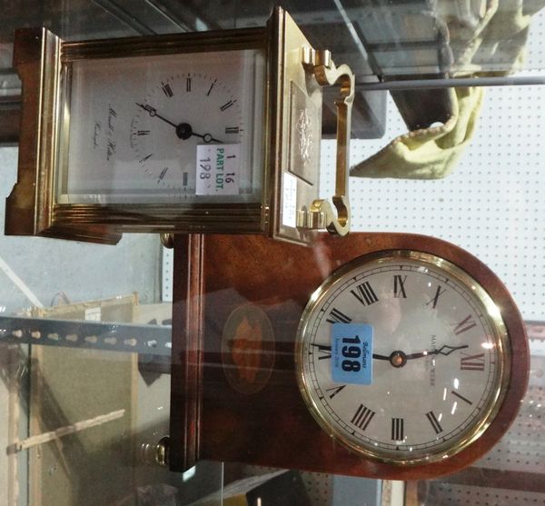 A mahogany and inlaid 'Mappin & Webb' mantel clock and a 'Morrel and Hilton' carriage clock.