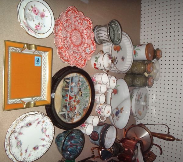 A quantity of ceramics, including Portmeirion storage jars, a Limoges ashtray, Evesham pattern dinner wares, Royal Crown Derby and sundry