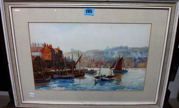 Will Berkeley (20th century), The Fish Quay, Whitby, watercolour, signed and inscribed.