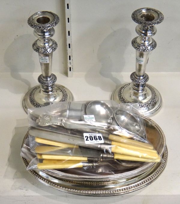 Two silver similar salts, each raised on three hoof shaped feet, second half of the 18th century and a silver napkin ring, Birmingham 1879, combined w