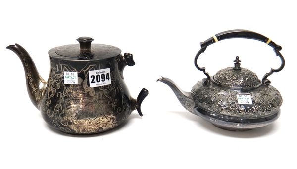 A Victorian Scottish silver teapot, of baluster form, with engraved decoration, presentation inscribed, the handle detached, but present, Glasgow 1861