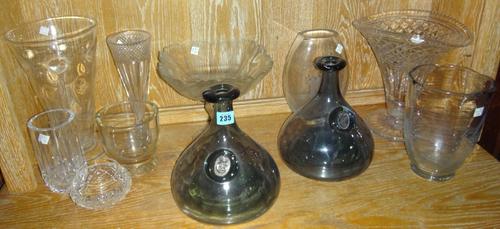 A group of 19th and 20th century glass, including vases, bottles and sundry.