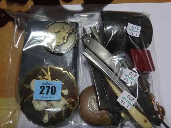 A quantity of collectables, including miniature metal guns, cufflinks, a silver bracelet and sundry.