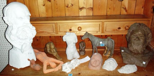 A group of 20th century studio pottery and sculpture.