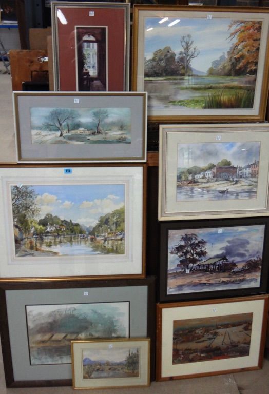 A group of assorted 20th century watercolours, mainly landscape subjects.(qty)