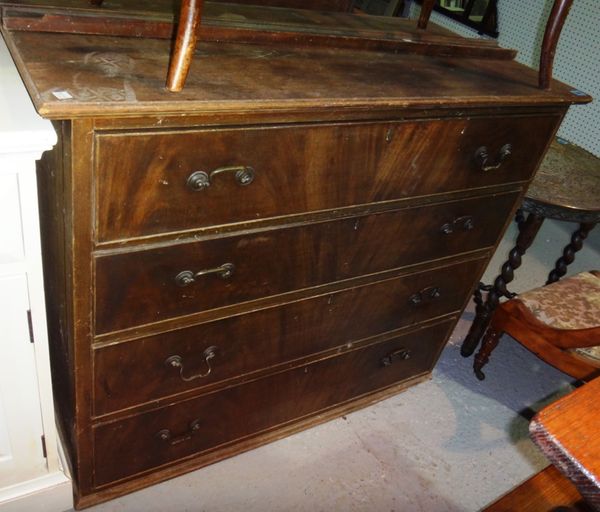 A 19th century mahogany secretaire chest of four long drawers.