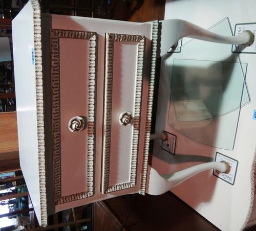 A 20th century gilt and cream painted two drawer bedside table.