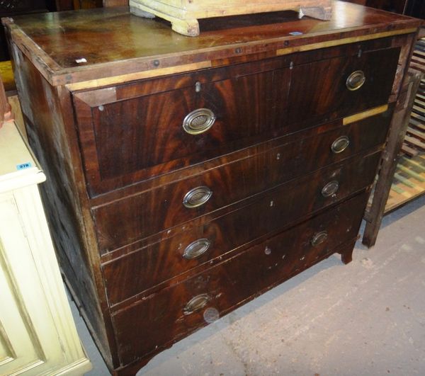 A George III mahogany secretaire chest.