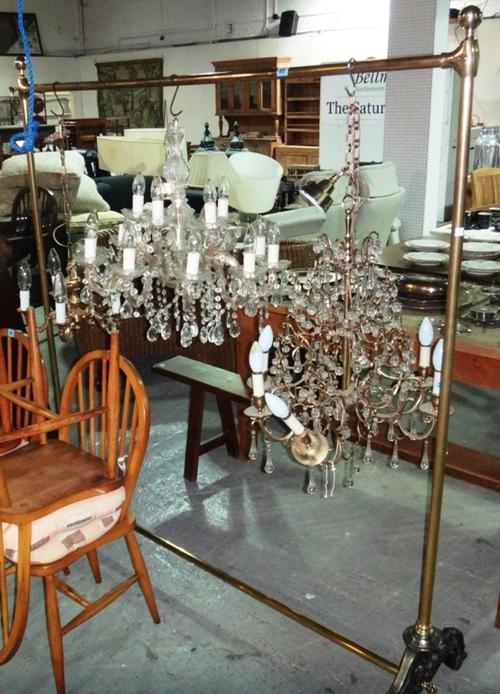 A Victorian style brass and steel clothes rail.