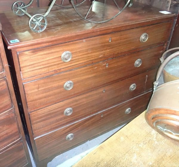 A 19th century mahogany chest of four long drawers.