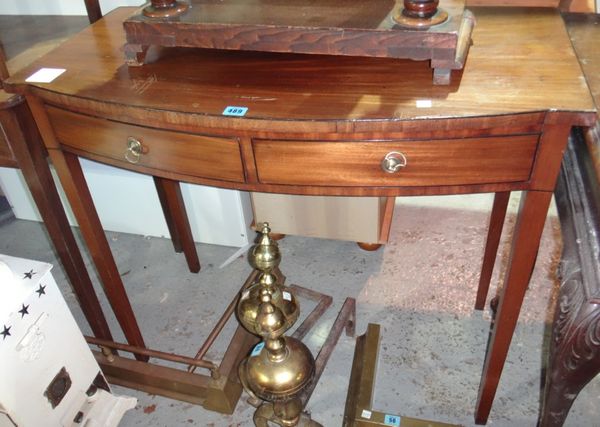 A 19th century mahogany bowfront side table with a pair of frieze drawers.