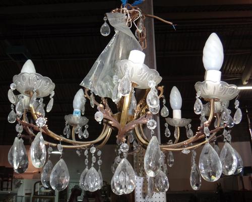 A 20th century gilt metal and glass eight branch chandelier.