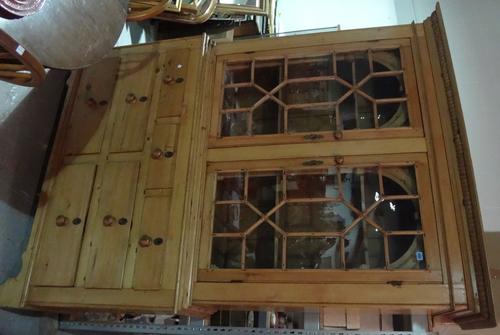 A 19th century pine dresser with astragal glazed top section.