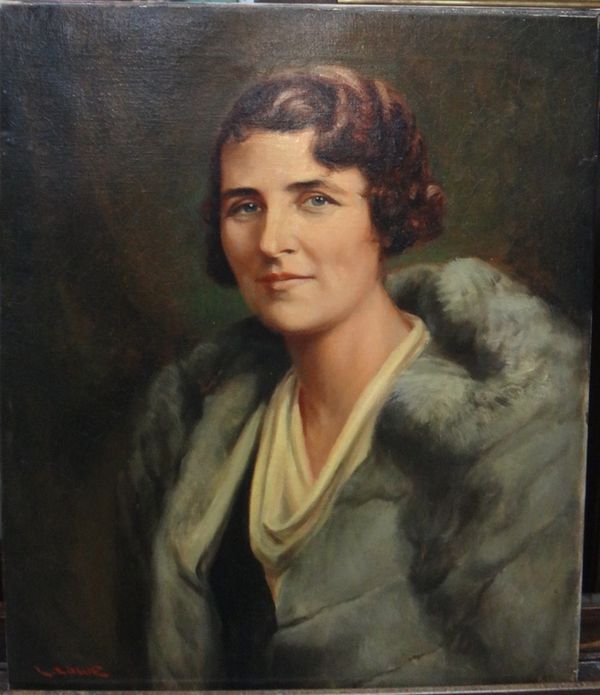 L. Lowe (20th century), Portrait of a lady, oil on canvas, signed, unframed.