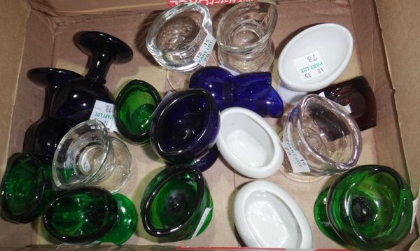 A quantity of assorted glass and ceramic eye baths.