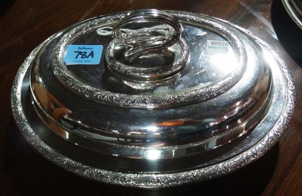 A silver plated entree dish, cover and handle, Mappin Bros.