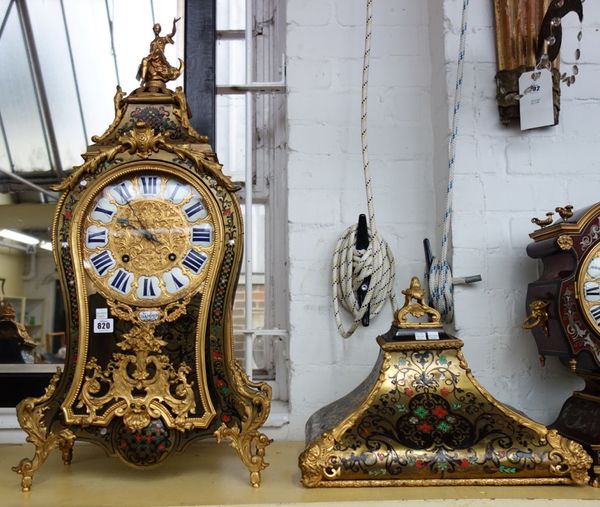 A Louis XIV ormolu mounted and brass inlaid tortoiseshell boulle marquerty bracket clock, mid 18th century, the two train movement signed 'C. Champion