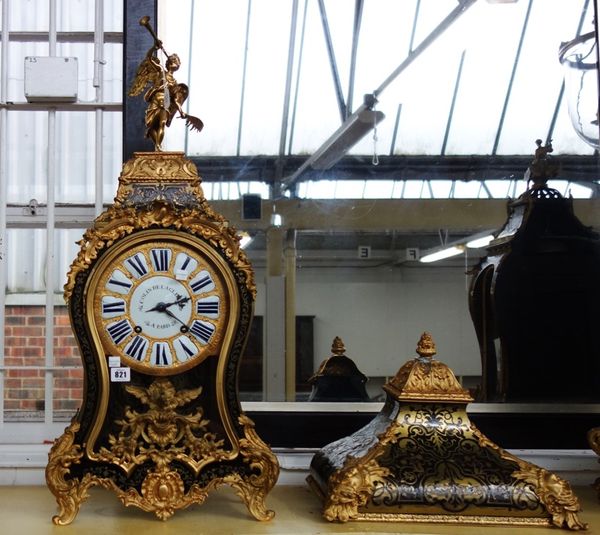 A Louis XIV ormolu mounted and brass inlaid tortoiseshell boulle marquerty bracket clock, circa 1740, the two train movement signed 'Colin De Laglizer