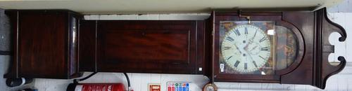 An early Victorian mahogany eight day longcase clock, the domed and painted dial plate with two subsidiary dials detailed 'P. Smith & Son, Glasgow', s