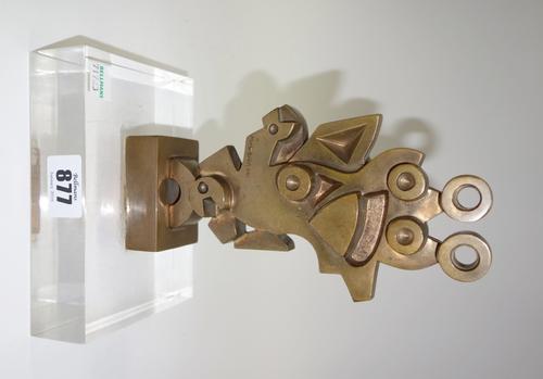 An Italian bronze group after Umberto Mastroianni (1910-1996), signed 'Mastroianni' and mounted on a perspex base, 21cm overall.