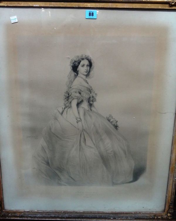 A group of assorted prints and engravings, including three of Queen Victoria, Prince Albert and Princess Alice, a set of three shooting mezzotints, an
