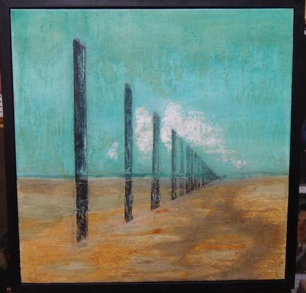 Peter Fowler (contemporary), Pilgrim's Way, Lindisfarne, oil and charcoal on canvas.