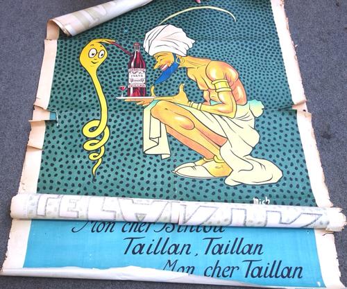 Three French posters, early 20th century, comprising; 'Taillan', ''Miss Cashmere' and 'Le Fakyr' (a.f.) 160cm x 120cm (3).