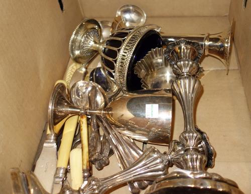A quantity of electro-plated wares, including candlesticks and sundry. (qty)