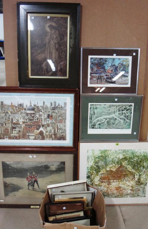 A quantity of assorted 19th and 20th century pictures and prints.(qty)