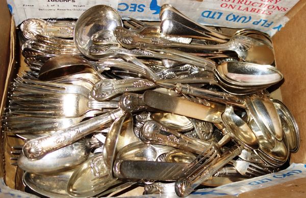 A large quantity of silver plated King's pattern flatware. (qty)  231
