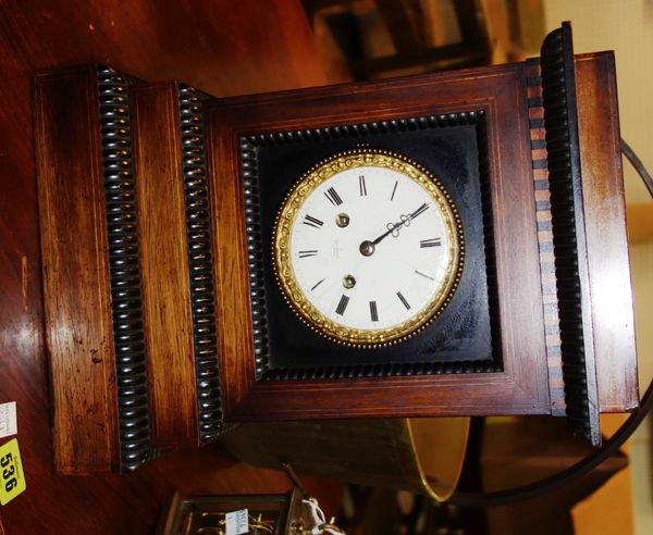 A 19th century rosewood cased eight day mantel clock.