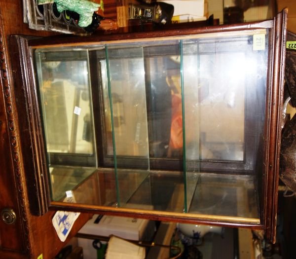 A 19th century mahogany framed glazed table top display cabinet, 50cm wide.