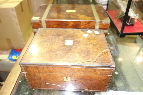 A mahogany writing slope and a walnut writing slope. (2)