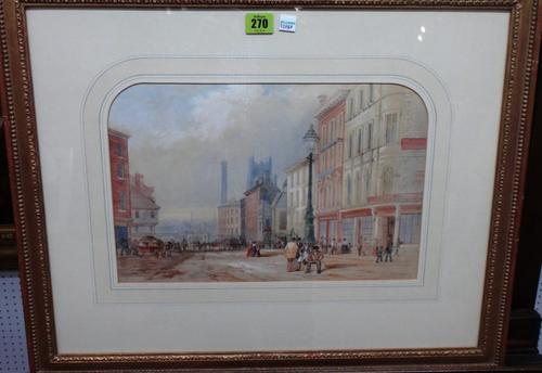 Arthur Fitzwilliam Tait (1819-1905), Victoria station Manchester, c.1845, watercolour, indistinctly signed, 24cm x 37cm.
